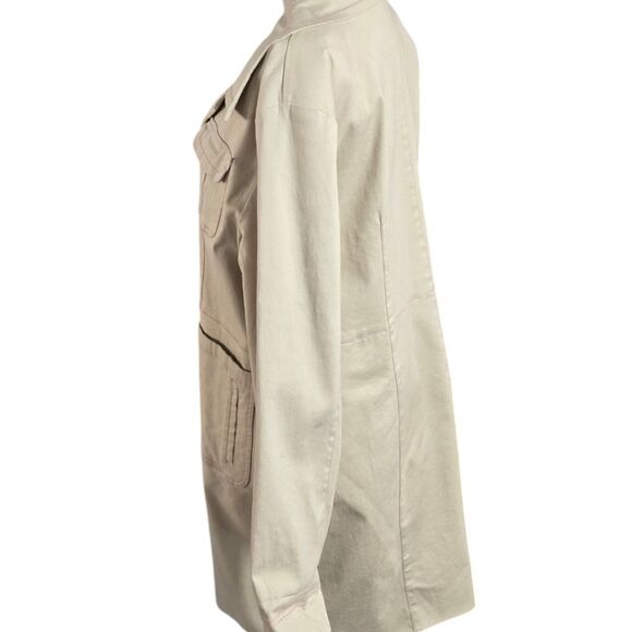 Denim & Co. Cream with Pink Stitching Spring Coat - Picture 5 of 9